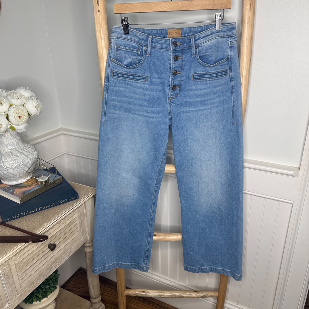 Driftwood Charlee High Rise Wide Leg Jeans Medium Wash Button Fly Size 29x25.5